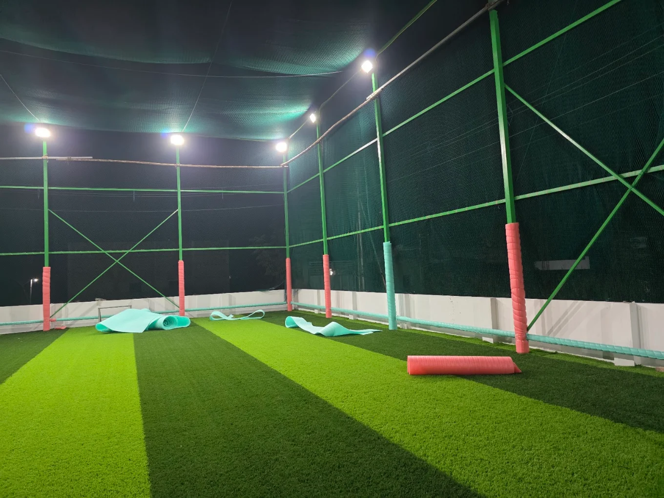 Interior turf lights at night